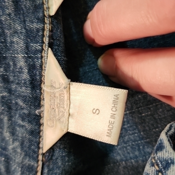 DENIM CHRISTOPHER & BANKS JEAN JACKET SIZE SMALL 3/4 SLEEVE COLLAR blue jean - Picture 4 of 4